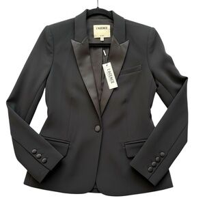 L'AGENCE Womens Sz. 2 Black Skinny Lapel Tuxedo Blazer/Jacker Lined Formal Event